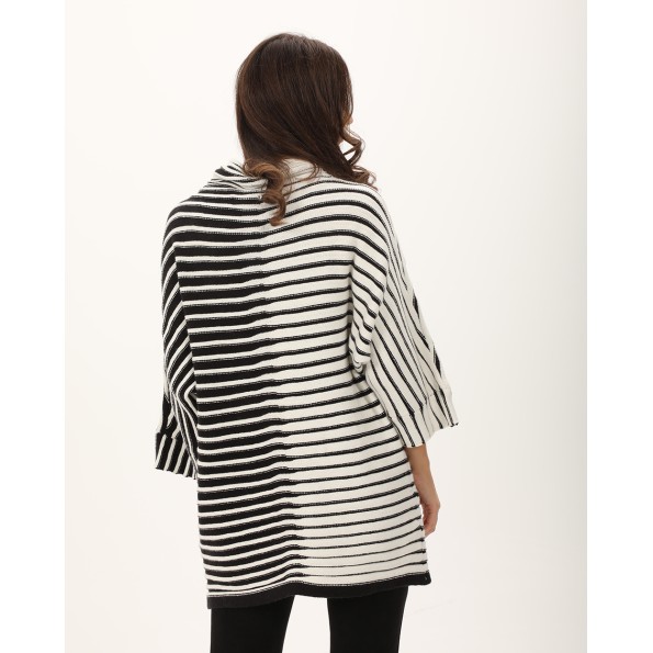 Γυναικεία πλεκτή μπλούζα ATTRATTIVO 9P22131 ασπρόμαυρη Γυναικεία