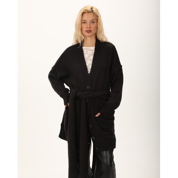 Γυναικεία πλεκτή ζακέτα ATTRATTIVO 9P22154 μαύρη
