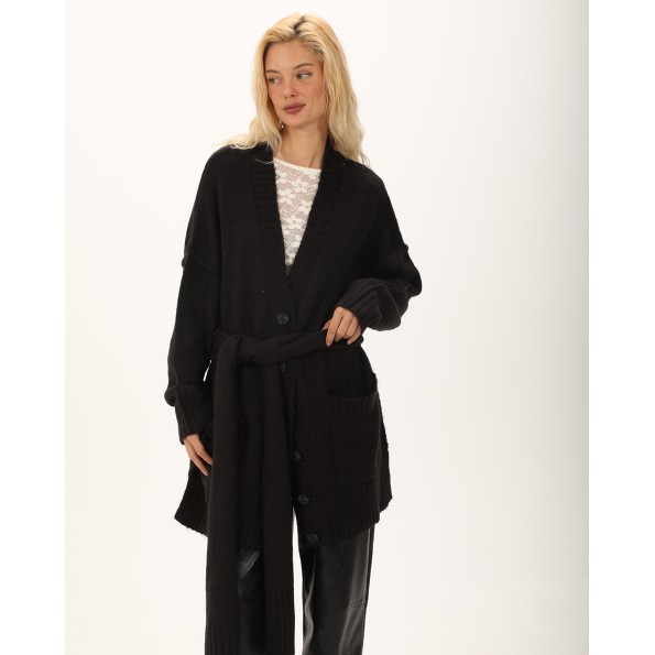 Γυναικεία πλεκτή ζακέτα ATTRATTIVO 9P22154 μαύρη Γυναικεία