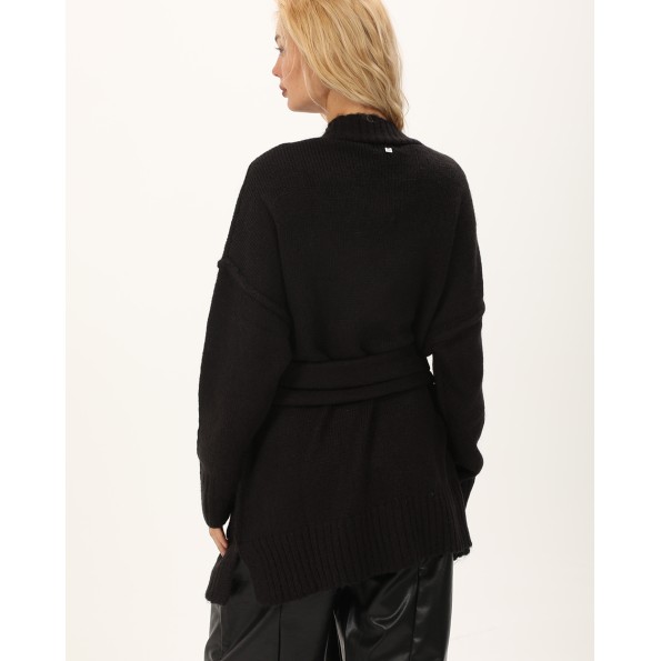 Γυναικεία πλεκτή ζακέτα ATTRATTIVO 9P22154 μαύρη Γυναικεία