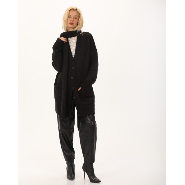 Γυναικεία πλεκτή ζακέτα ATTRATTIVO 9P22154 μαύρη Γυναικεία