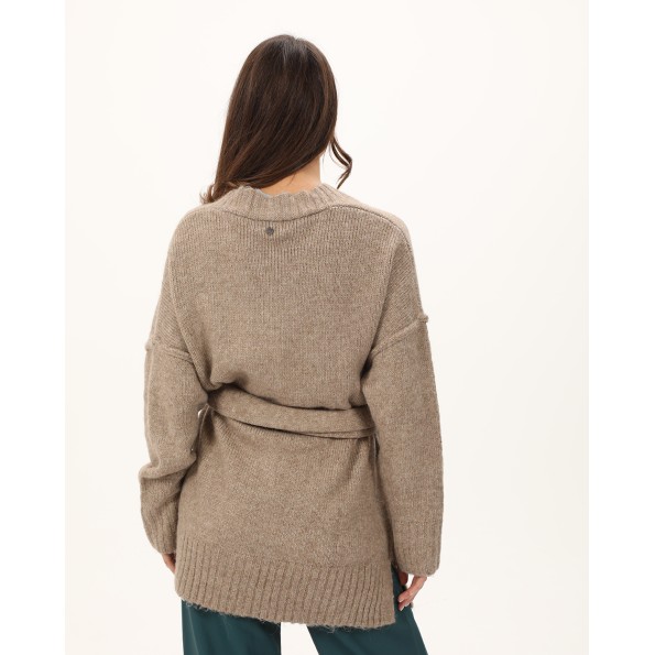 Γυναικεία πλεκτή ζακέτα ATTRATTIVO 9P22154 μπεζ Γυναικεία