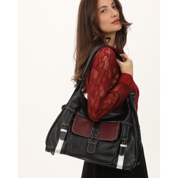 Γυναικεία τσάντα ώμου ATTRATTIVO 9T22055 μαύρη