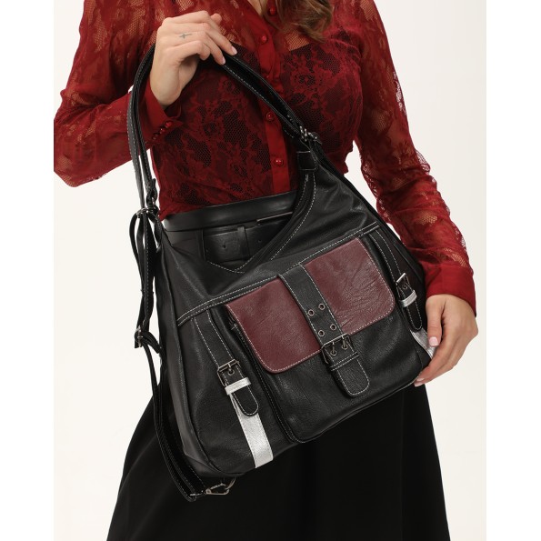 Γυναικεία τσάντα ώμου ATTRATTIVO 9T22055 μαύρη Γυναικεία