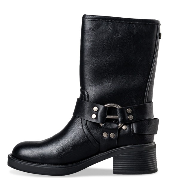 Γυναικεία biker μποτάκια ENVIE E49-20142 μαύρα Γυναικεία