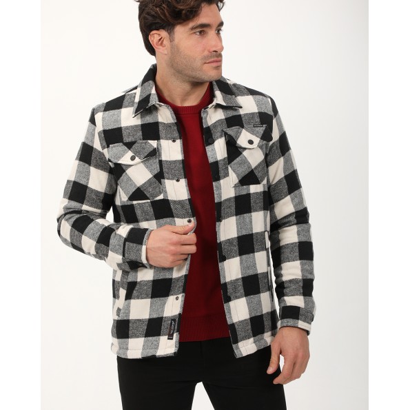 Ανδρικό overshirt jacket VAN HIPSTER 72154 μαύρο λευκό καρό