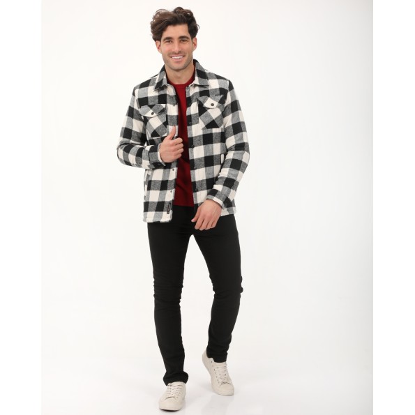 Ανδρικό overshirt jacket VAN HIPSTER 72154 μαύρο λευκό καρό Ανδρικά