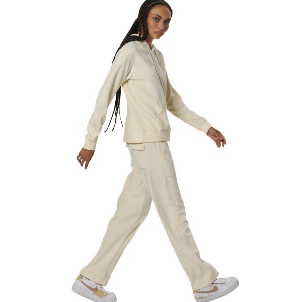 Γυναικείο βελουτέ παντελόνι φόρμας BODY ACTION 021533-01 εκρού Γυναικεία