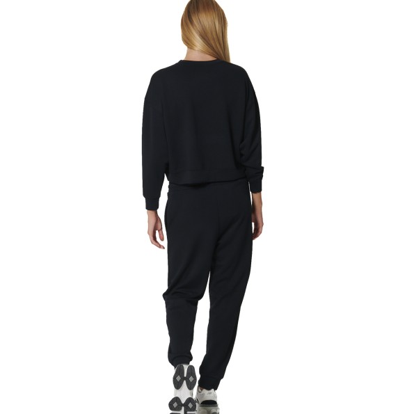 Γυναικεία cropped φούτερ μπλούζα BODY ACTION 061527-01 μαύρη Γυναικεία