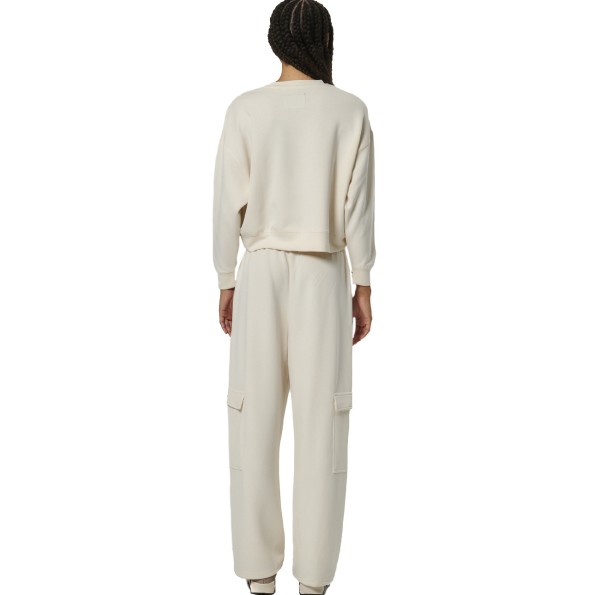 Γυναικεία cropped φούτερ μπλούζα BODY ACTION 061527-01 εκρού Γυναικεία