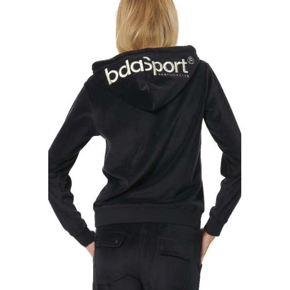 Γυναικεία βελουτέ ζακέτα BODY ACTION 071518-01 μαύρη Γυναικεία