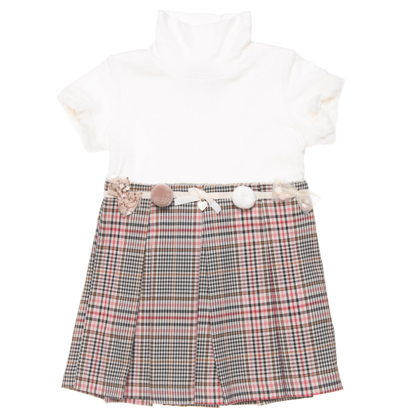 Παιδικό φόρεμα ALOUETTE εκρού ροζ καρό