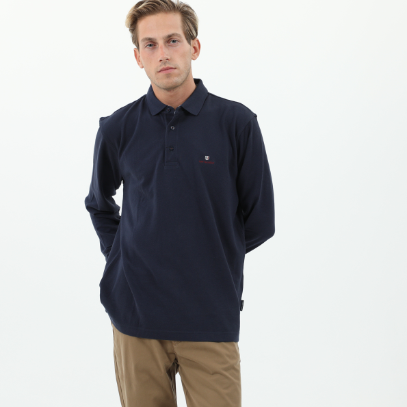 Ανδρική polo μπλούζα NAVY & GREEN μπλε