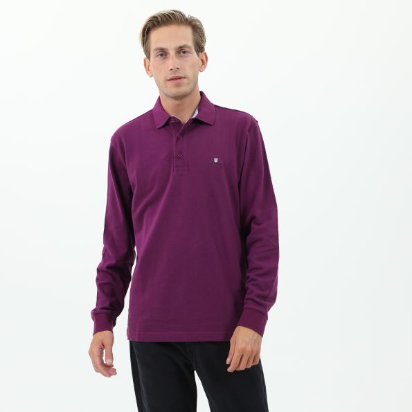 Ανδρική polo μπλούζα NAVY & GREEN μωβ