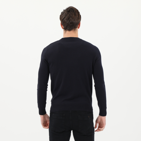 Ανδρικό basic πουλόβερ NAVY & GREEN μπλε σκούρο Ανδρικά