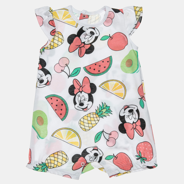Βρεφικό κοντό φορμάκι Disney Minnie Mouse exotic fruits λευκό