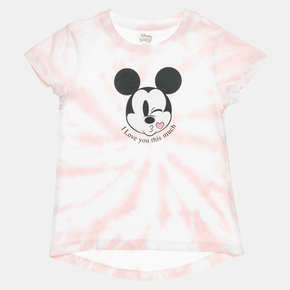 Παιδική μπλούζα tie dye Disney Minnie Mouse λευκή ροζ