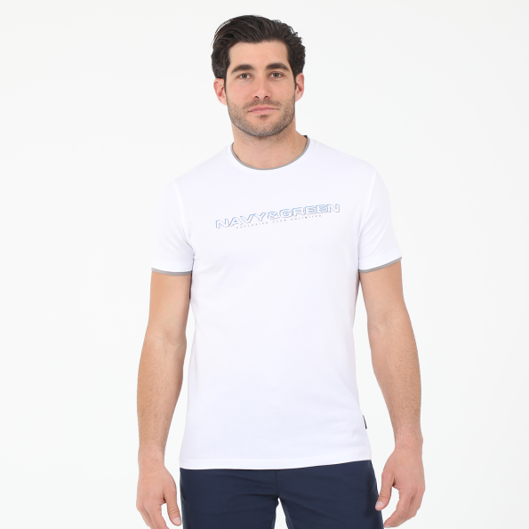 Ανδρικό t-shirt NAVY & GREEN λευκό