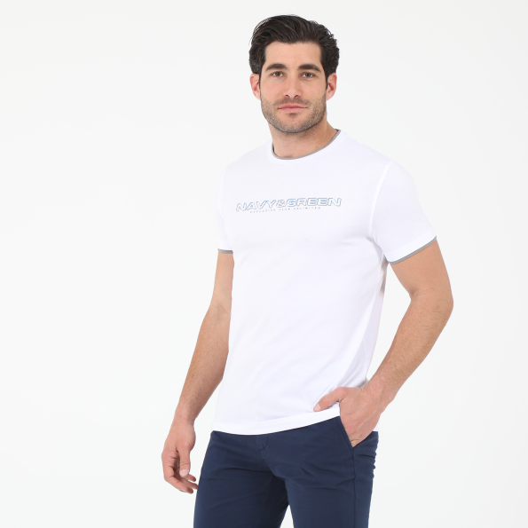 Ανδρικό t-shirt NAVY & GREEN λευκό