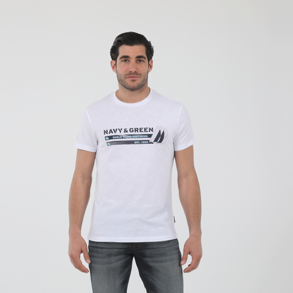 Ανδρικό t-shirt NAVY & GREEN λευκό