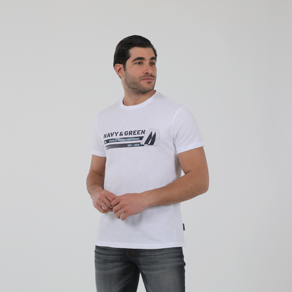 Ανδρικό t-shirt NAVY & GREEN λευκό Ανδρικά