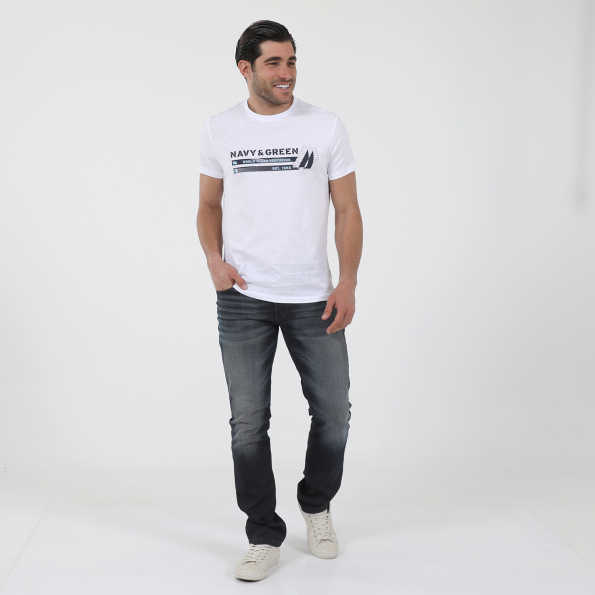 Ανδρικό t-shirt NAVY & GREEN λευκό Ανδρικά