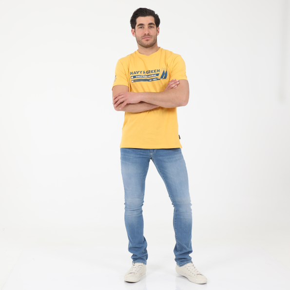 Ανδρικό t-shirt NAVY & GREEN κίτρινο Ανδρικά