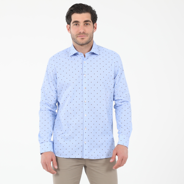 Ανδρικό πουκάμισο NAVY & GREEN FIT LINE μπλε καφέ