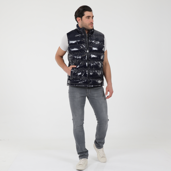 Ανδρικό αμάνικο μπουφάν NAVY & GREEN ναυτικό μπλε vinyl Ανδρικά