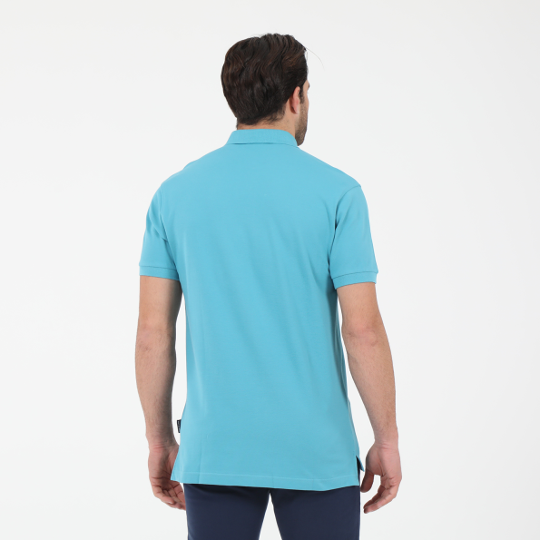 Ανδρική polo μπλούζα NAVY & GREEN γαλάζια