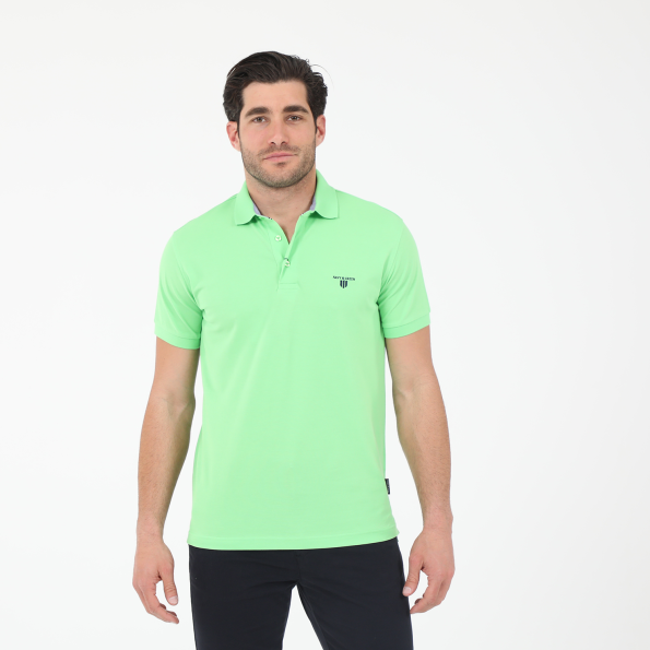 Ανδρική polo μπλούζα NAVY & GREEN CUSTOM FIT πράσινη neon
