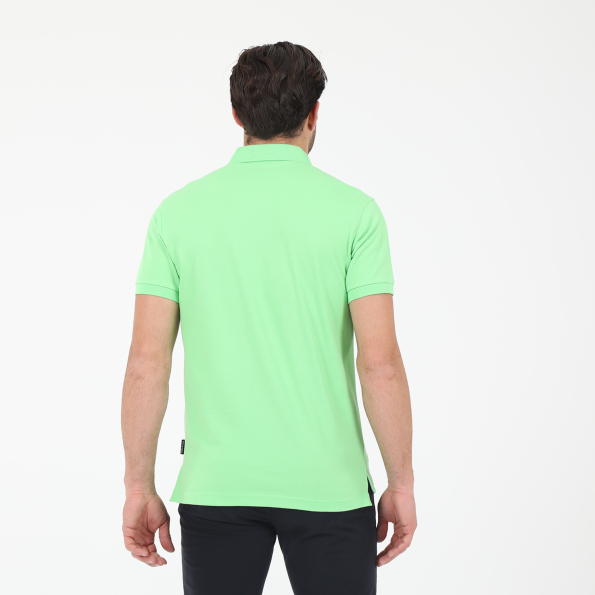 Ανδρική polo μπλούζα NAVY & GREEN CUSTOM FIT πράσινη neon