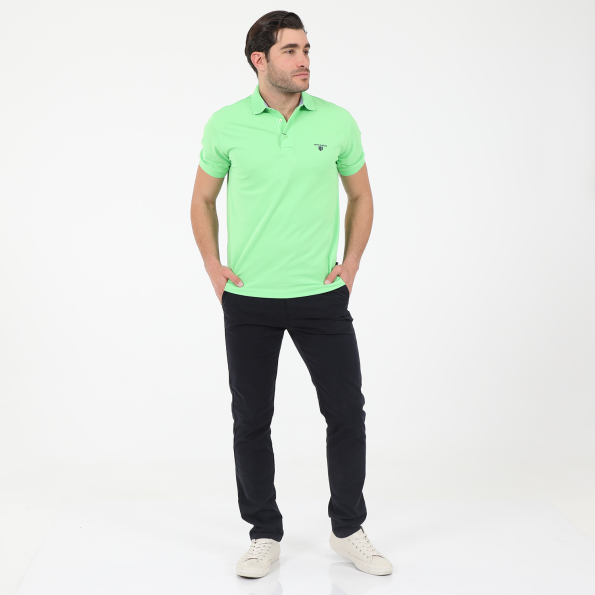 Ανδρική polo μπλούζα NAVY & GREEN CUSTOM FIT πράσινη neon