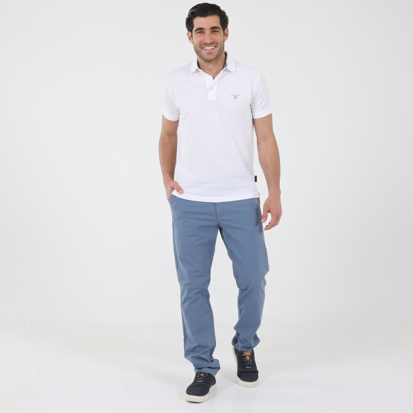 Ανδρική polo μπλούζα NAVY & GREEN λευκή