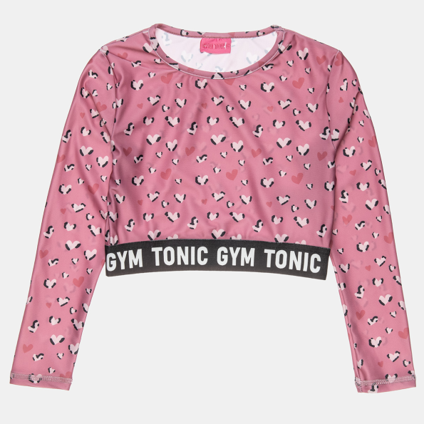 Παιδικό σετ από cropped top και κολάν ALOUETTE ροζ καρδιές Παιδικά