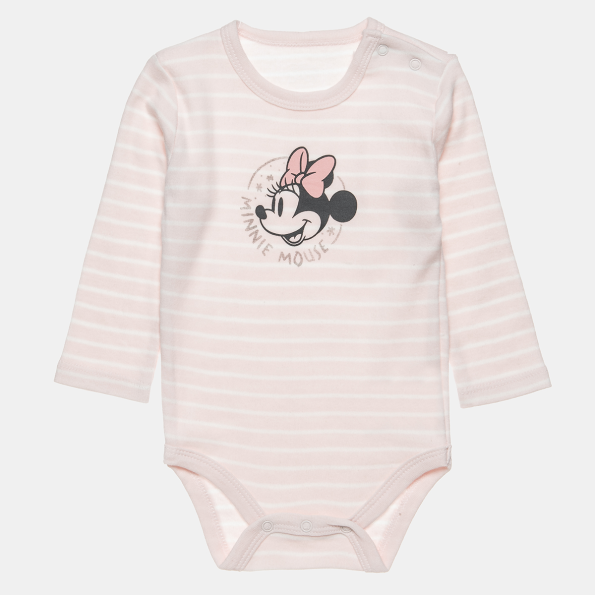 Παιδικό μακρυμάνικο φορμάκι DISNEY Minnie Mouse ροζ λευκό ρίγες