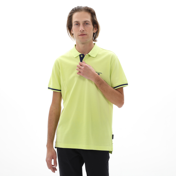 Ανδρική polo μπλούζα NAVY & GREEN κίτρινο lime