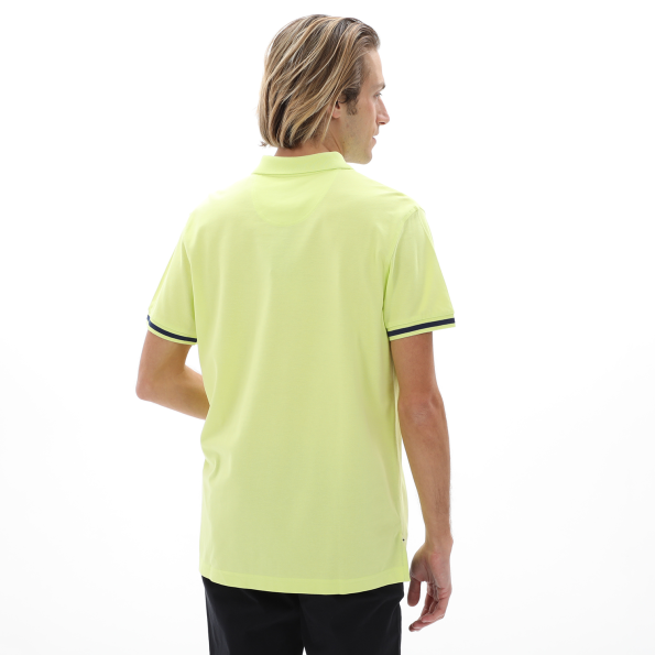 Ανδρική polo μπλούζα NAVY & GREEN κίτρινο lime
