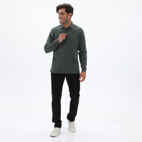 Ανδρική polo μπλούζα NAVY & GREEN CUSTOM FIT χακί Ανδρικά