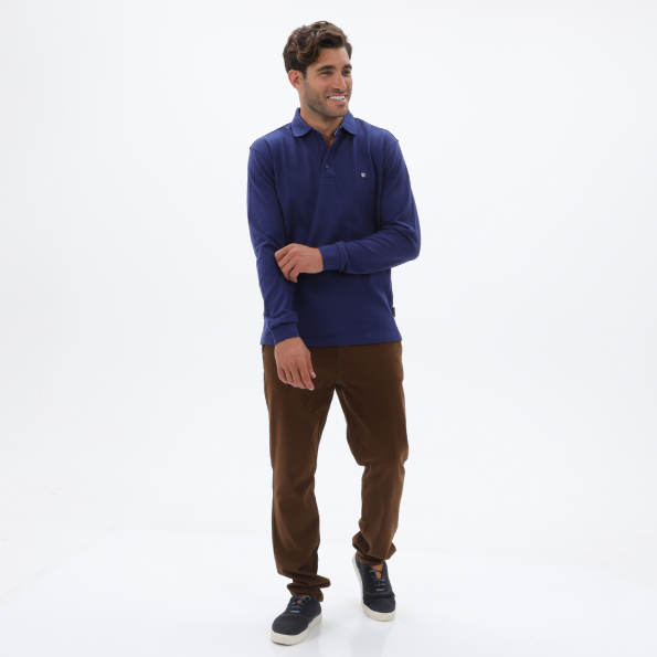 Ανδρική polo μπλούζα NAVY & GREEN CUSTOM FIT μπλε Ανδρικά