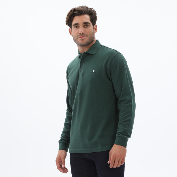 Ανδρική polo μπλούζα NAVY & GREEN CUSTOM FIT πράσινη Ανδρικά