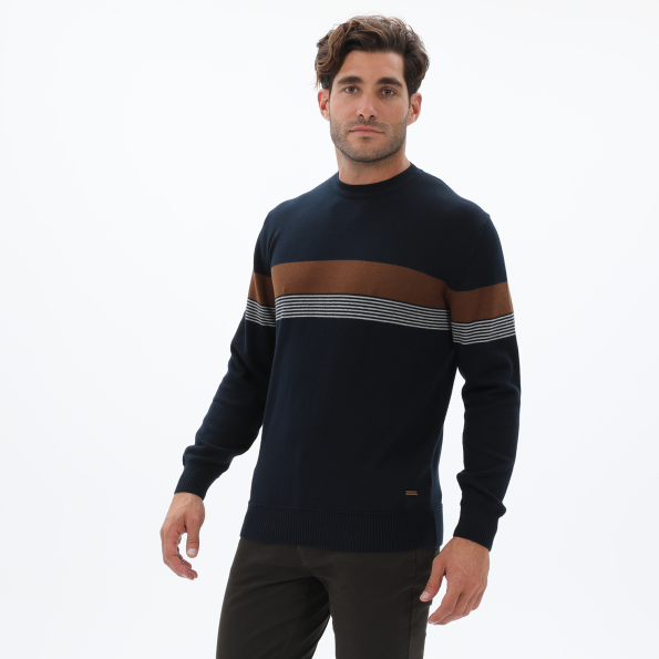 Ανδρικό πουλόβερ NAVY & GREEN μπλε καφέ Ανδρικά