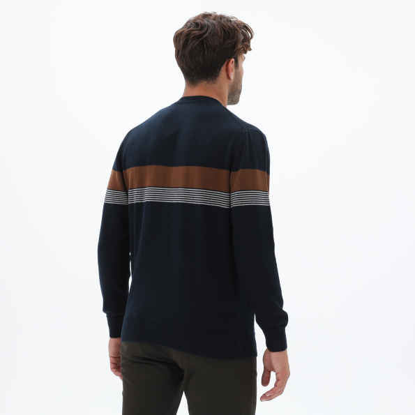 Ανδρικό πουλόβερ NAVY & GREEN μπλε καφέ Ανδρικά