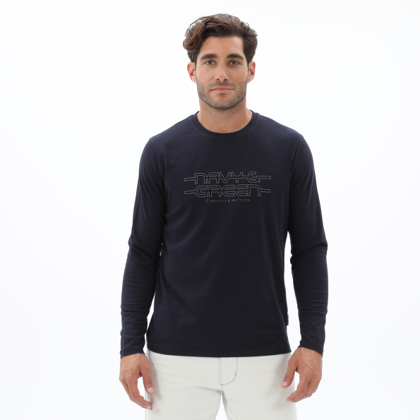 Ανδρική μπλούζα NAVY & GREEN μπλε σκούρο 