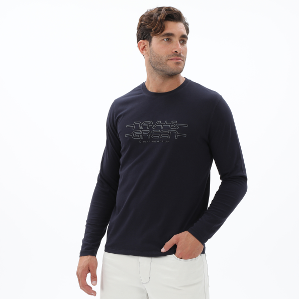 Ανδρική μπλούζα NAVY & GREEN μπλε σκούρο  Ανδρικά