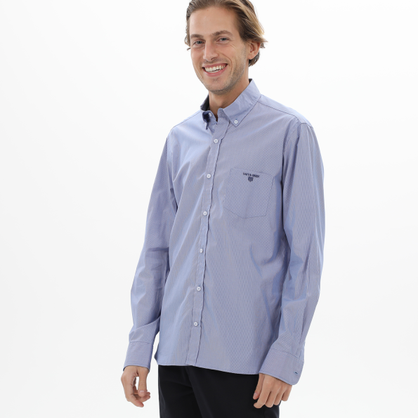 Ανδρικό πουκάμισο NAVY & GREEN COMFORT FIT μπλε λευκό ριγέ Ανδρικά