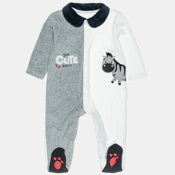 Βρεφικό φορμάκι βελουτέ ALOUETTE γκρι λευκό