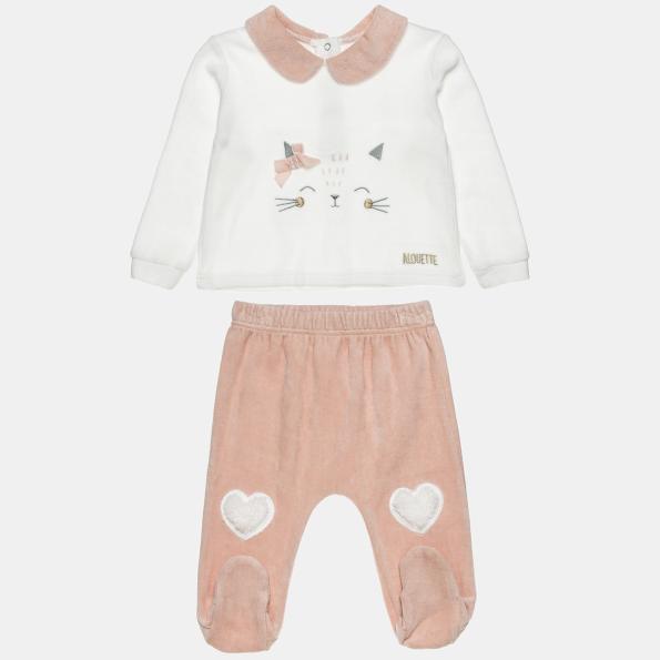 Βρεφικό σετ βελουτέ ALOUETTE Tender Comforts ροζ λευκό 