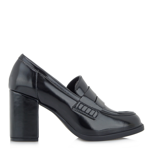 Γυναικεία ψηλά loafers EXE R17002004 μαύρα λουστρίνι