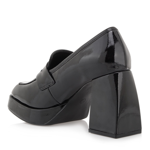 Γυναικεία ψηλά loafers SEVEN R185L75 μαύρα λουστρίνι Γυναικεία